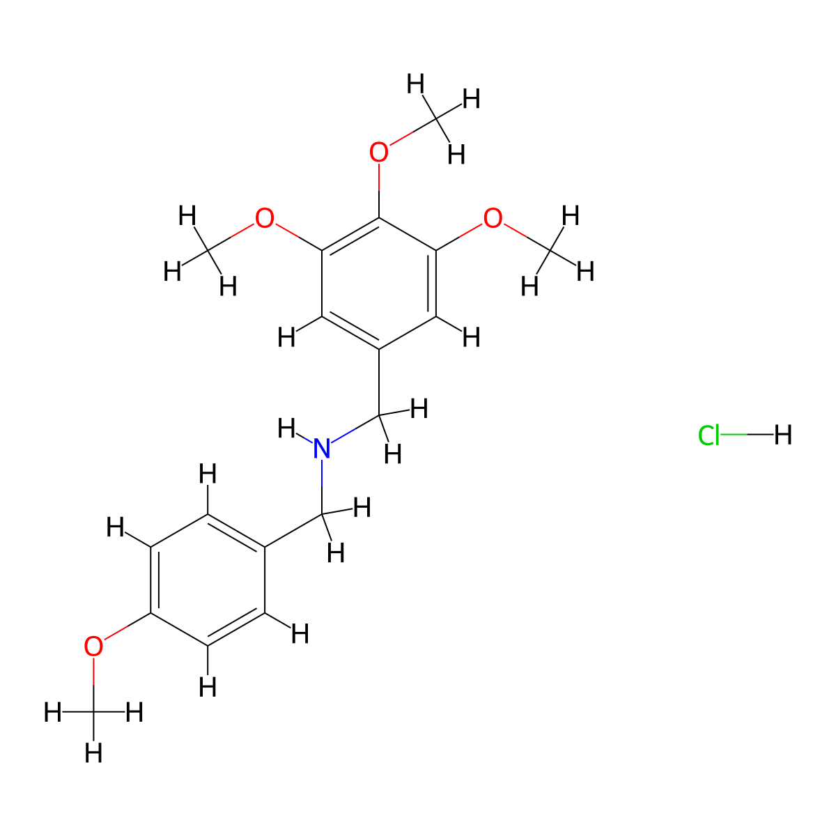 N-(4-Methoxybenzyl)-1-(3,4,5-trimethoxyphenyl)methanamine hydrochloride molecular structure, CAS 1158359-43-3