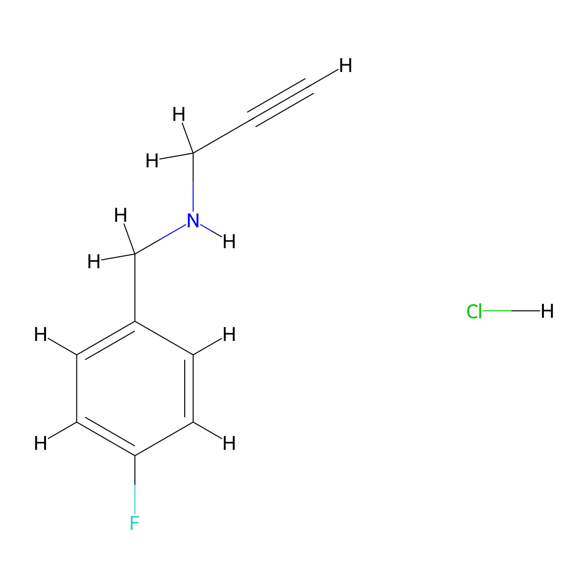 [(4-Fluorophenyl)methyl](prop-2-yn-1-yl)amine hydrochloride molecular structure, CAS 1158359-45-5