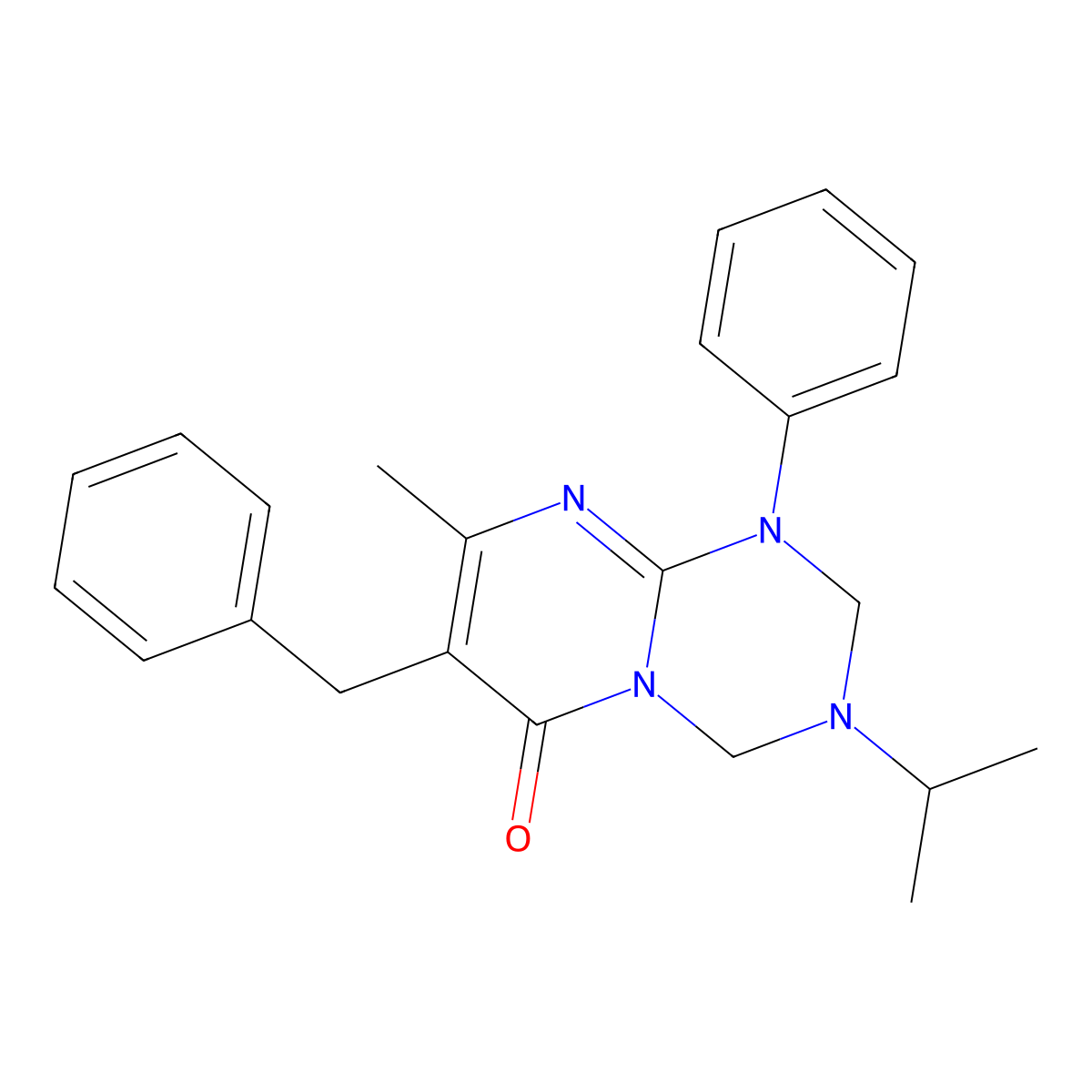 7-benzyl-8-methyl-1-phenyl-3-(propan-2-yl)-1,2,3,4-tetrahydro-6H-pyrimido[1,2-a][1,3,5]triazin-6-one molecular structure, CAS 1158361-56-8