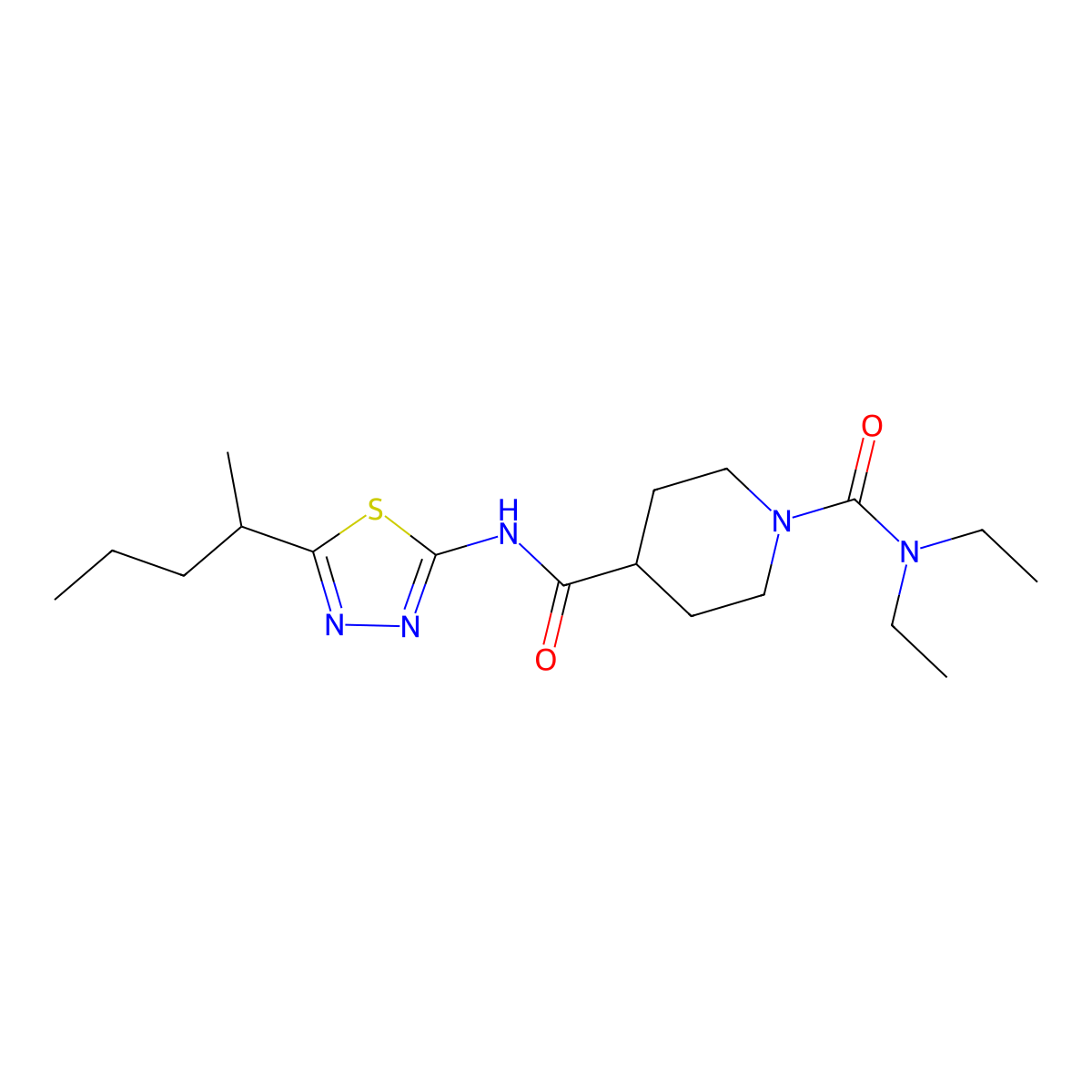 N1,N1-Diethyl-N4-[5-(1-methylbutyl)-1,3,4-thiadiazol-2-yl]-1,4-piperidinedicarboxamide molecular structure, CAS 1158363-17-7