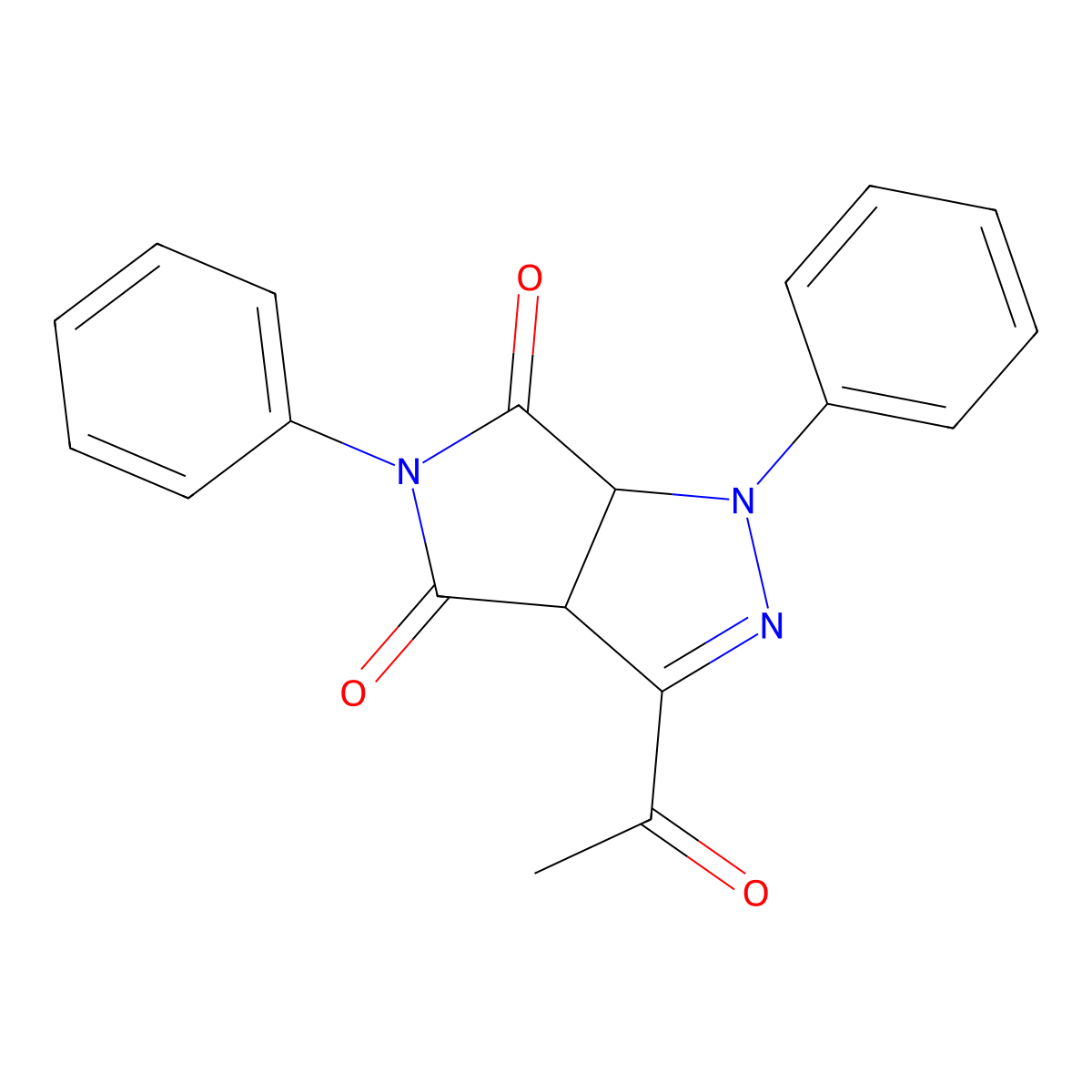 3-acetyl-1,5-diphenyl-3a,6a-dihydropyrrolo[3,4-c]pyrazole-4,6(1H,5H)-dione molecular structure, CAS 1158365-87-7