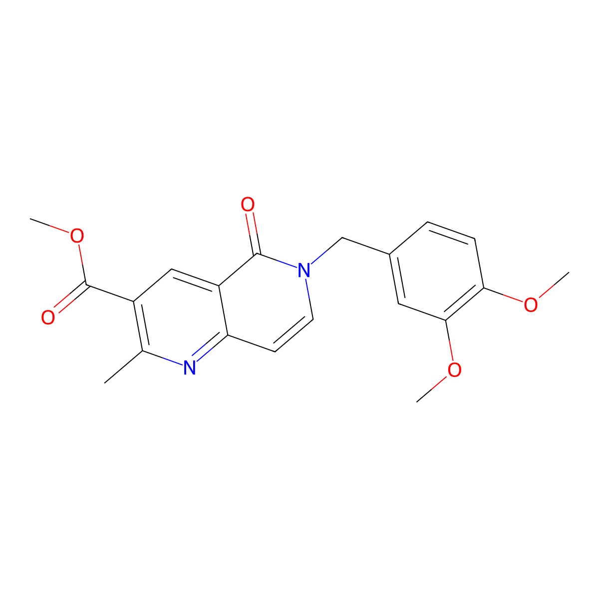 Methyl 6-(3,4-dimethoxybenzyl)-2-methyl-5-oxo-5,6-dihydro-1,6-naphthyridine-3-carboxylate molecular structure, CAS 1158367-33-9