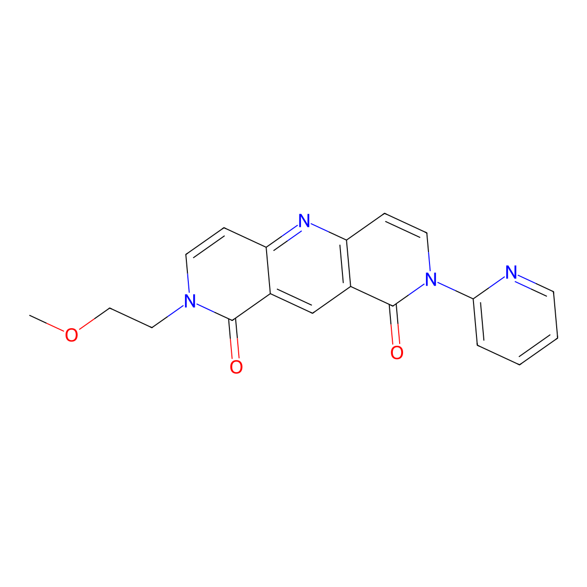 2-(2-methoxyethyl)-8-(pyridin-2-yl)pyrido[4,3-b][1,6]naphthyridine-1,9(2H,8H)-dione molecular structure, CAS 1158369-98-2