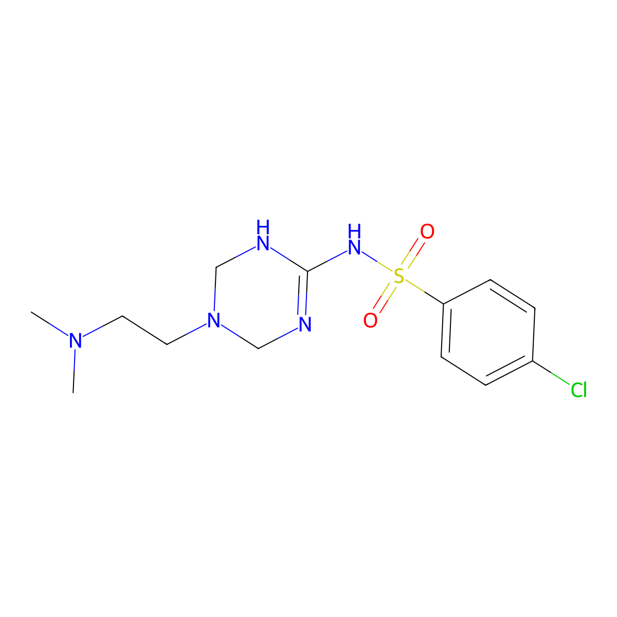 4-chloro-N-{5-[2-(dimethylamino)ethyl]-1,4,5,6-tetrahydro-1,3,5-triazin-2-yl}benzenesulfonamide molecular structure, CAS 1158370-43-4