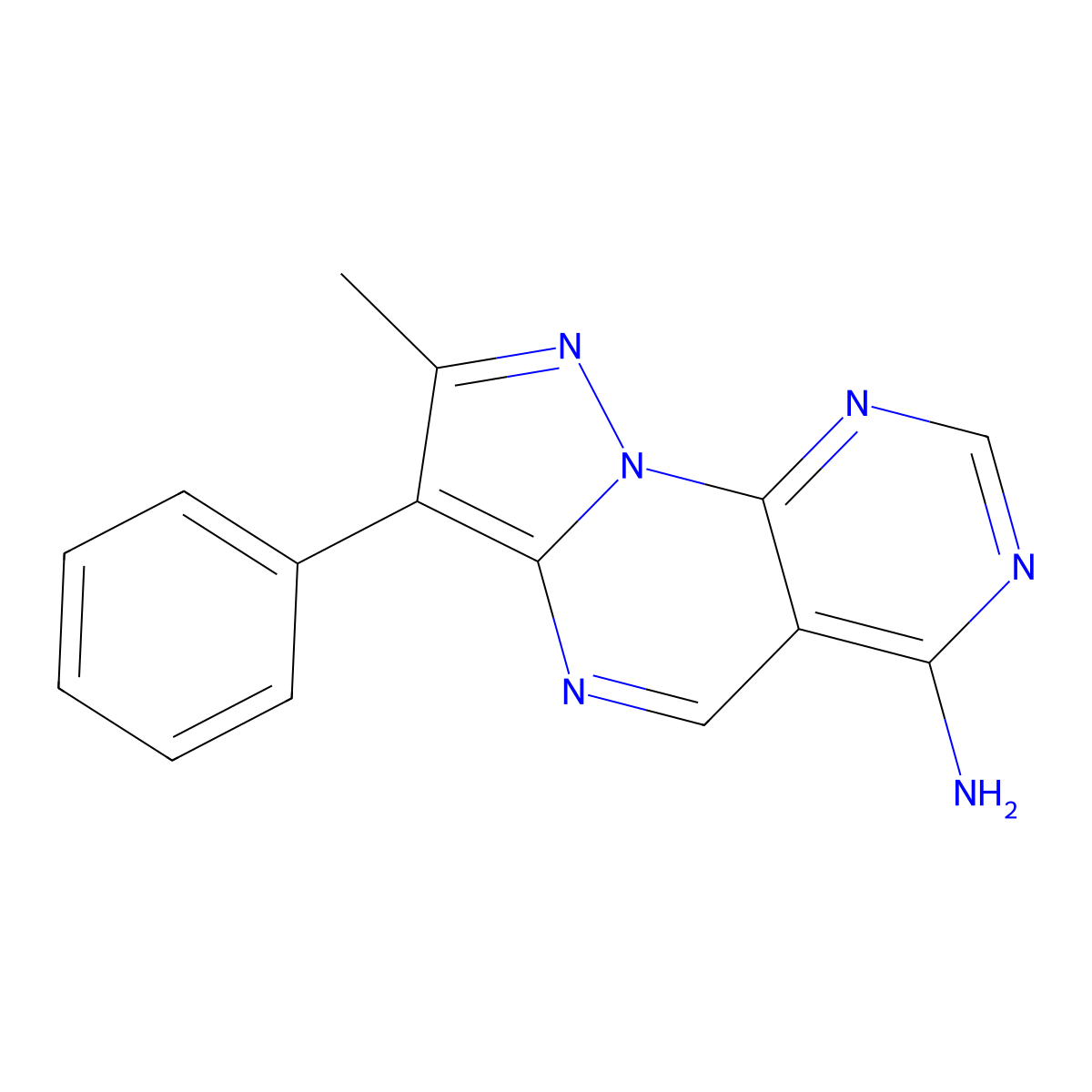 8-Methyl-7-phenylpyrazolo[1,5-a]pyrimido[5,4-e]pyrimidin-4-amine molecular structure, CAS 1158370-48-9