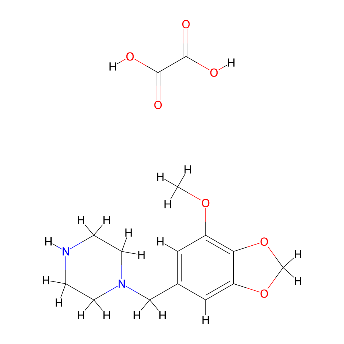 1-[(7-Methoxy-1,3-benzodioxol-5-yl)methyl]piperazine;oxalic acid molecular structure, CAS 1158371-93-7