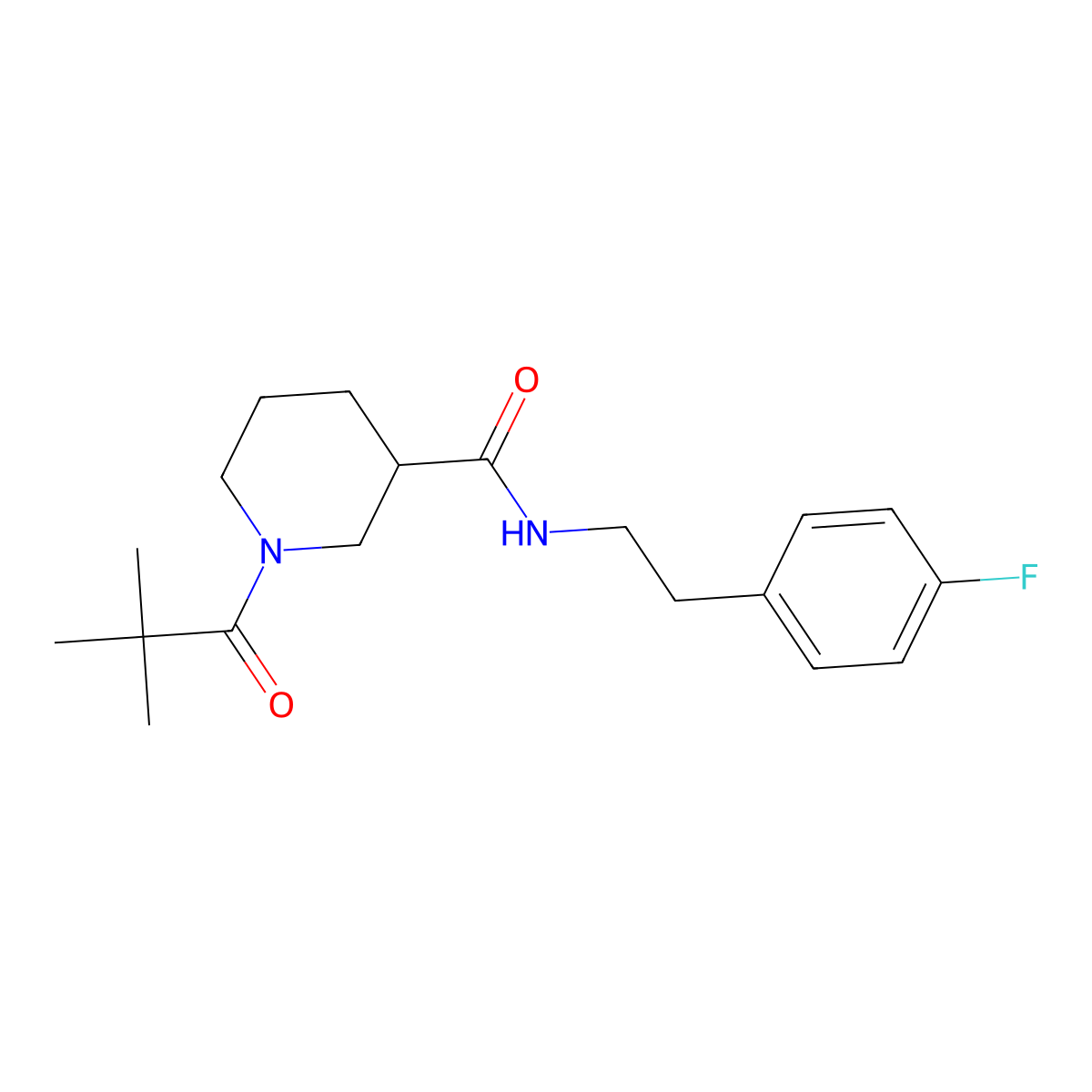 1-(2,2-dimethylpropanoyl)-N-[2-(4-fluorophenyl)ethyl]piperidine-3-carboxamide molecular structure, CAS 1158376-49-8