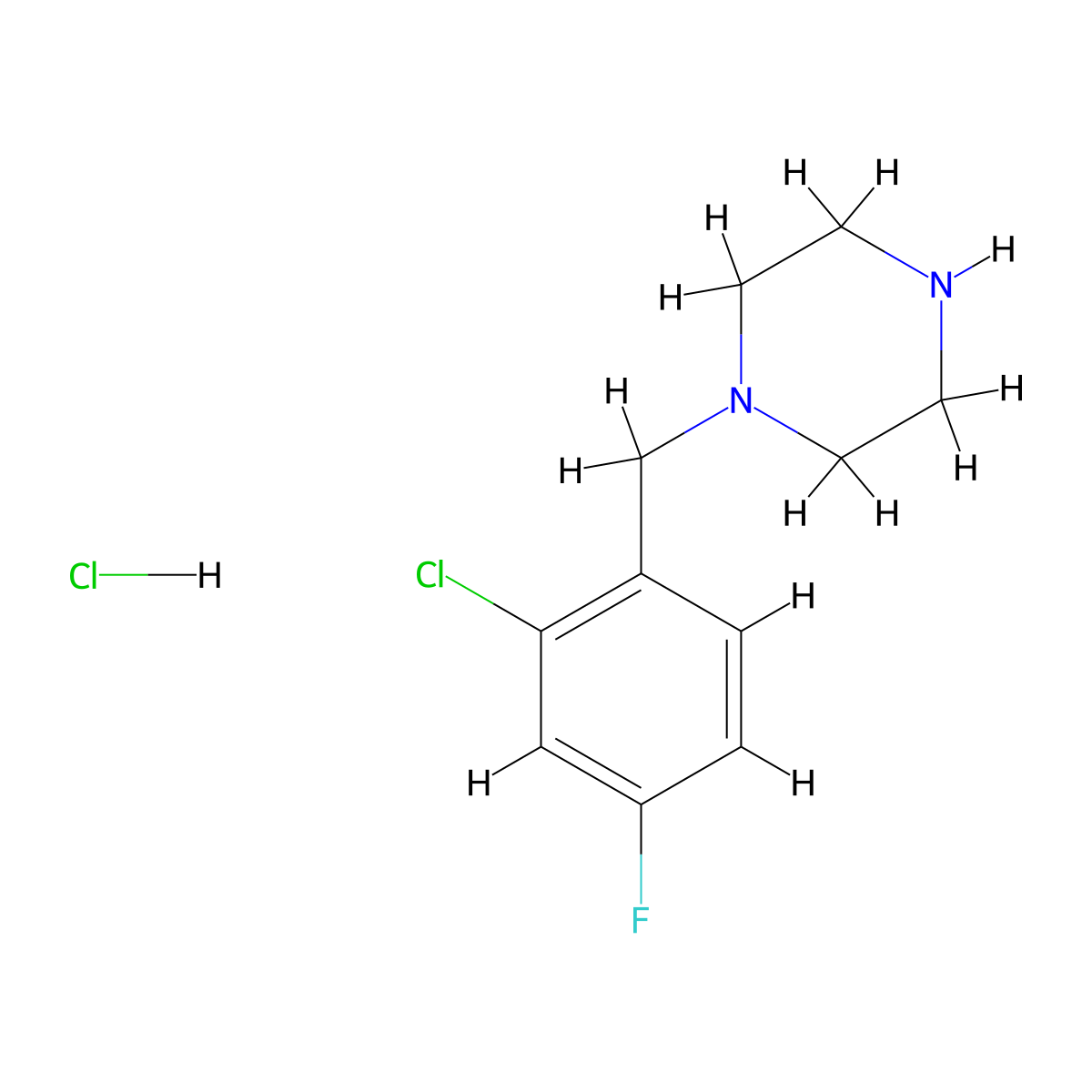 1-(2-Chloro-4-fluorobenzyl)piperazine hydrochloride molecular structure, CAS 1158376-58-9