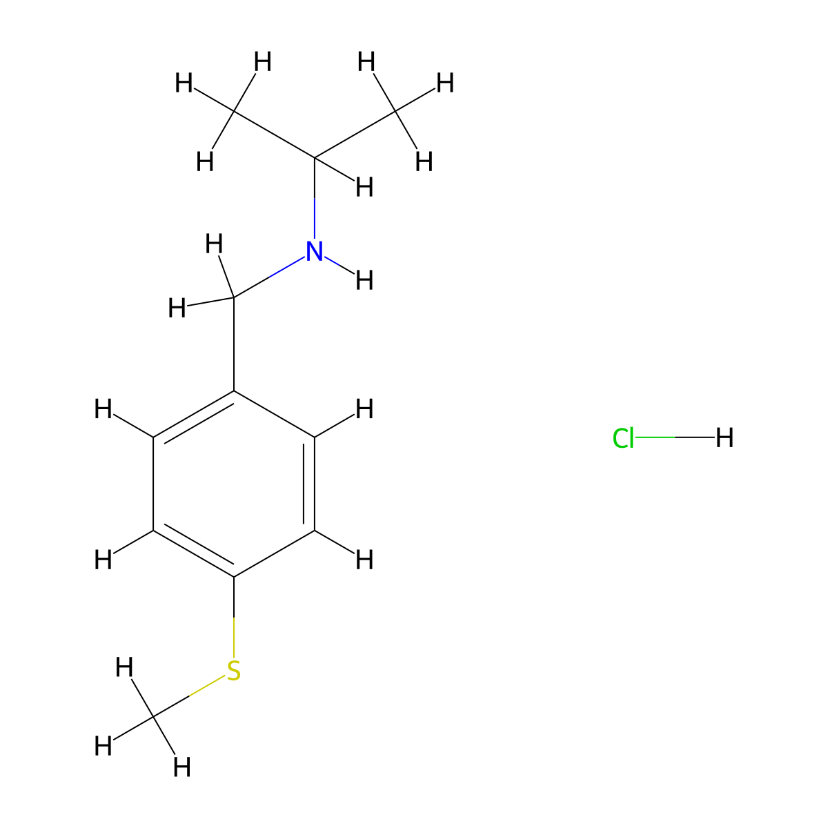 {[4-(Methylsulfanyl)phenyl]methyl}(propan-2-yl)amine hydrochloride molecular structure, CAS 1158376-80-7