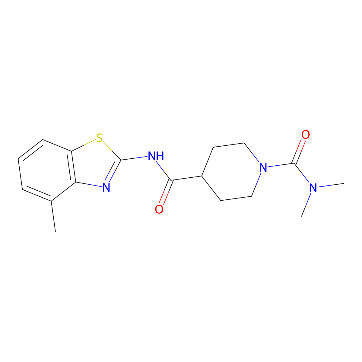 N~1~,N~1~-dimethyl-N~4~-(4-methyl-1,3-benzothiazol-2-yl)piperidine-1,4-dicarboxamide molecular structure, CAS 1158378-43-8
