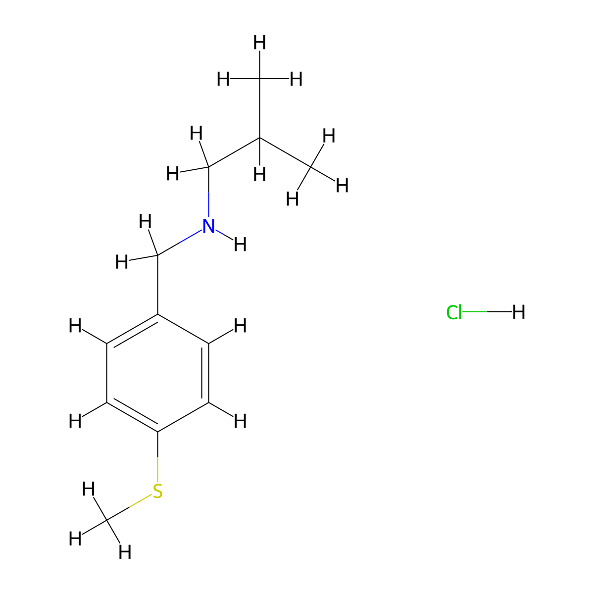 (2-Methylpropyl)({[4-(methylsulfanyl)phenyl]methyl})amine hydrochloride molecular structure, CAS 1158379-98-6