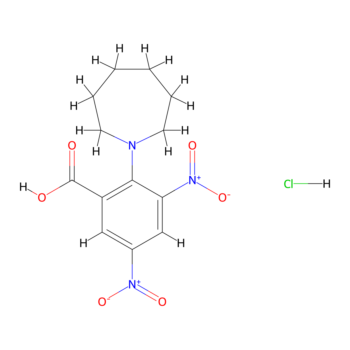 2-(1-Azepanyl)-3,5-dinitrobenzoic acid hydrochloride molecular structure, CAS 1158380-59-6