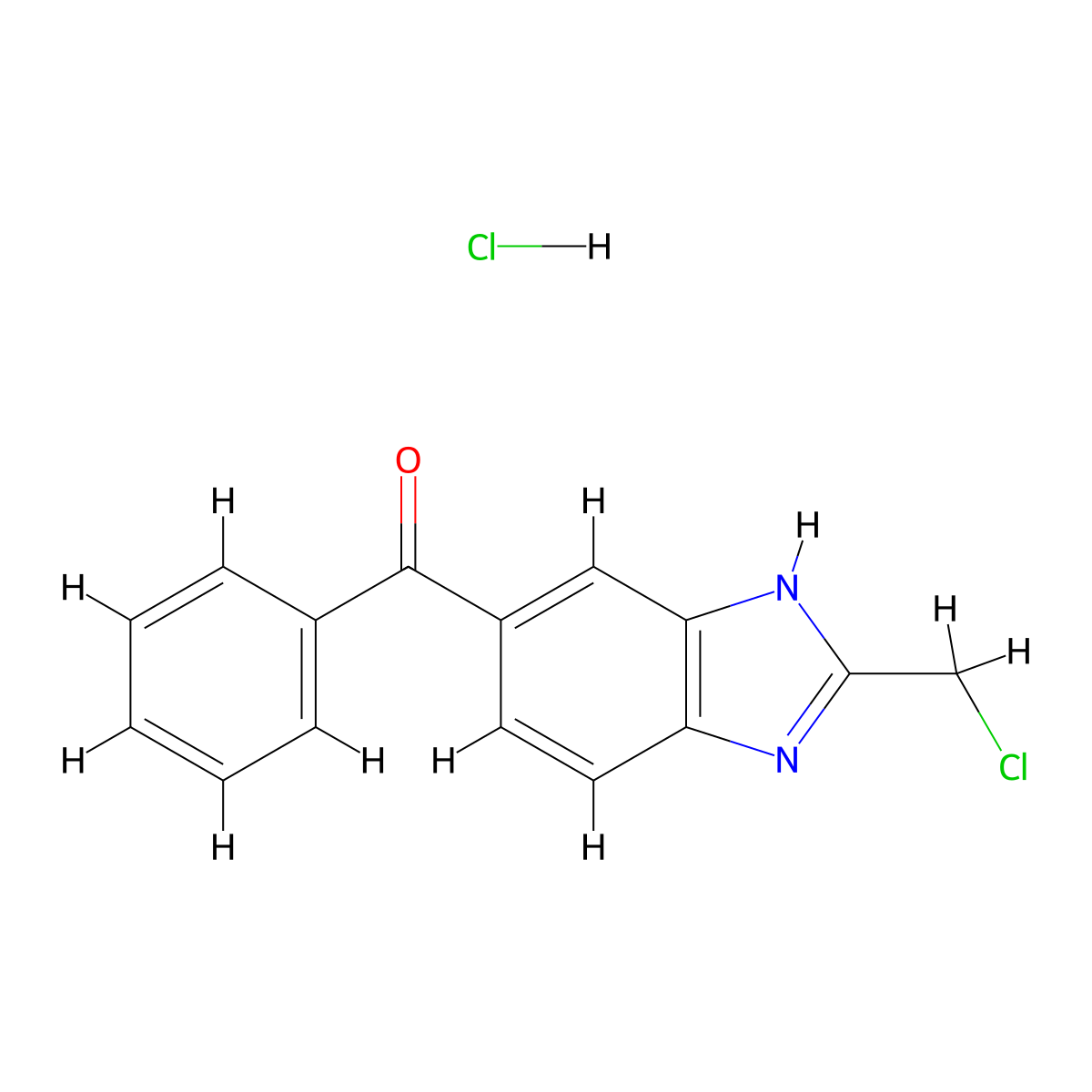 5-Benzoyl-2-(chloromethyl)-1H-1,3-benzodiazole hydrochloride molecular structure, CAS 1158380-62-1