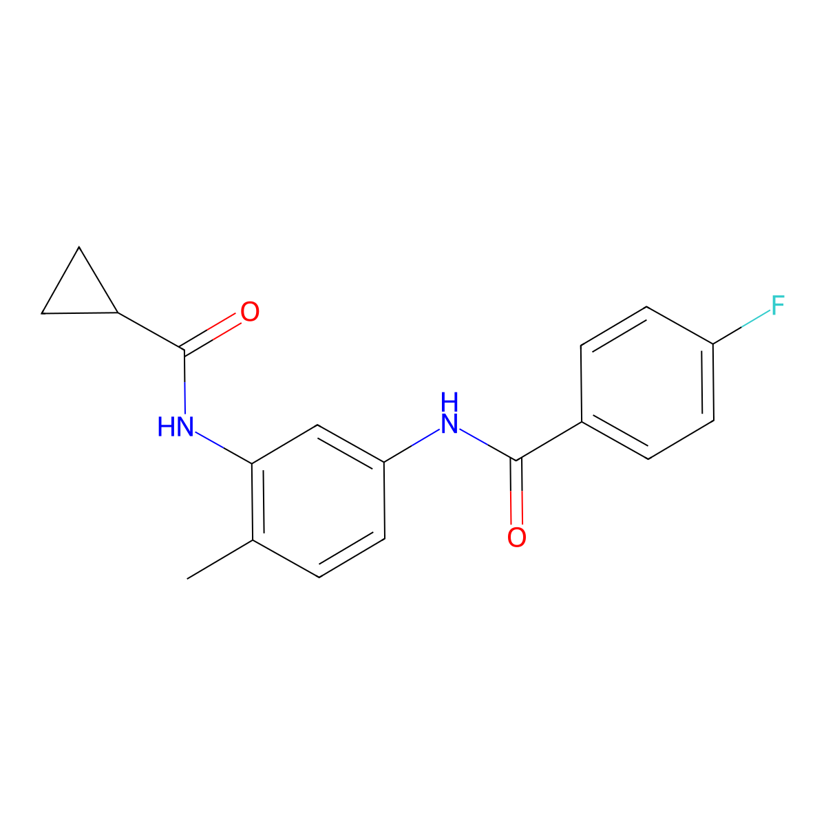 N-{3-[(cyclopropylcarbonyl)amino]-4-methylphenyl}-4-fluorobenzamide molecular structure, CAS 1158381-72-6