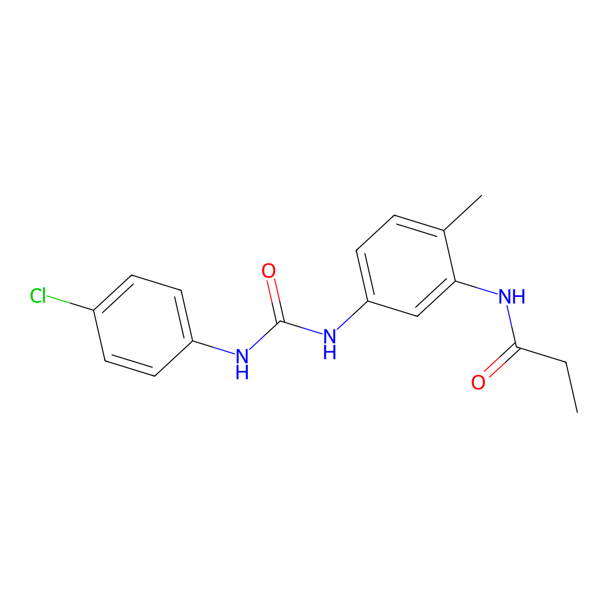 N-[5-({[(4-chlorophenyl)amino]carbonyl}amino)-2-methylphenyl]propanamide molecular structure, CAS 1158382-97-8