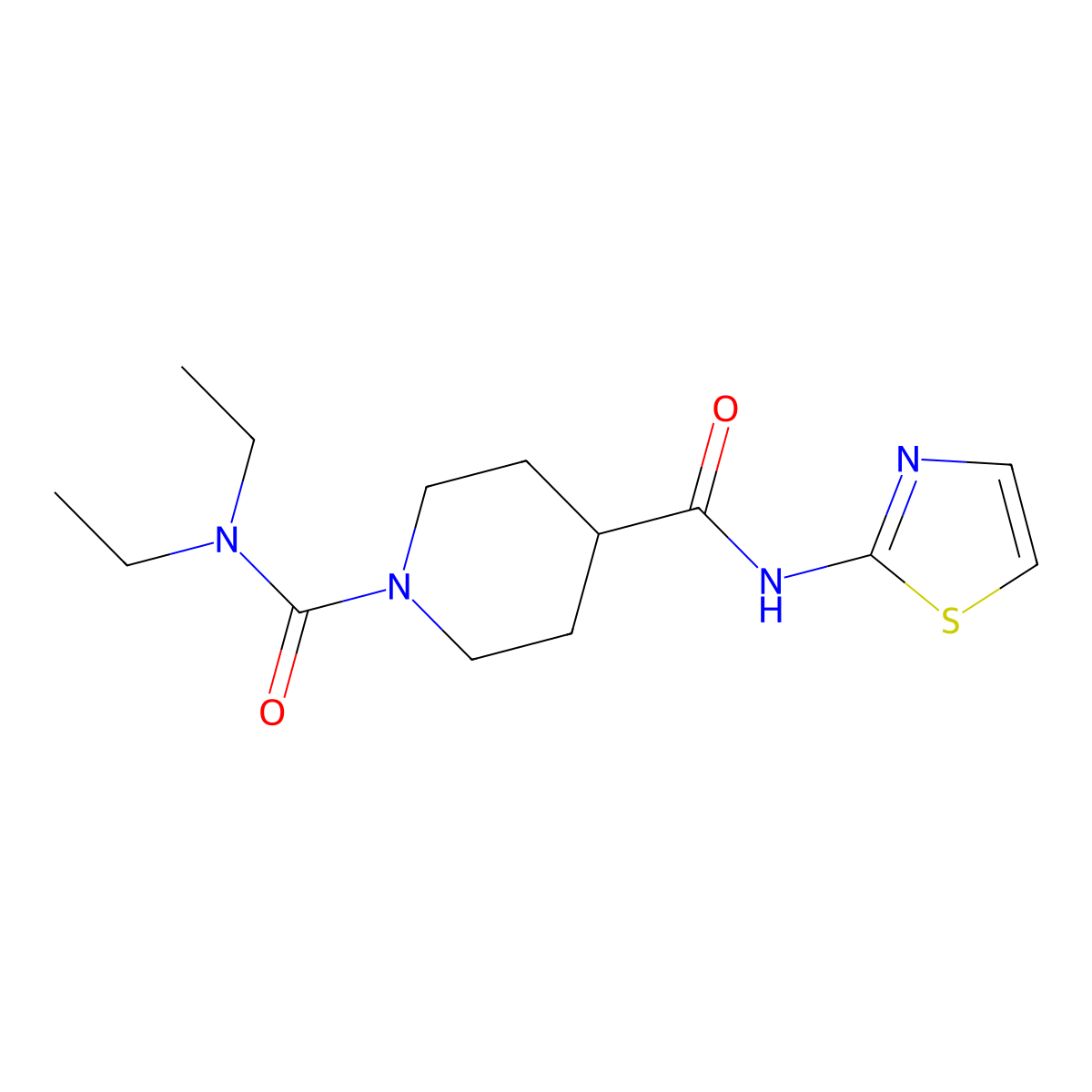 N~1~,N~1~-diethyl-N~4~-(1,3-thiazol-2-yl)piperidine-1,4-dicarboxamide molecular structure, CAS 1158388-17-0