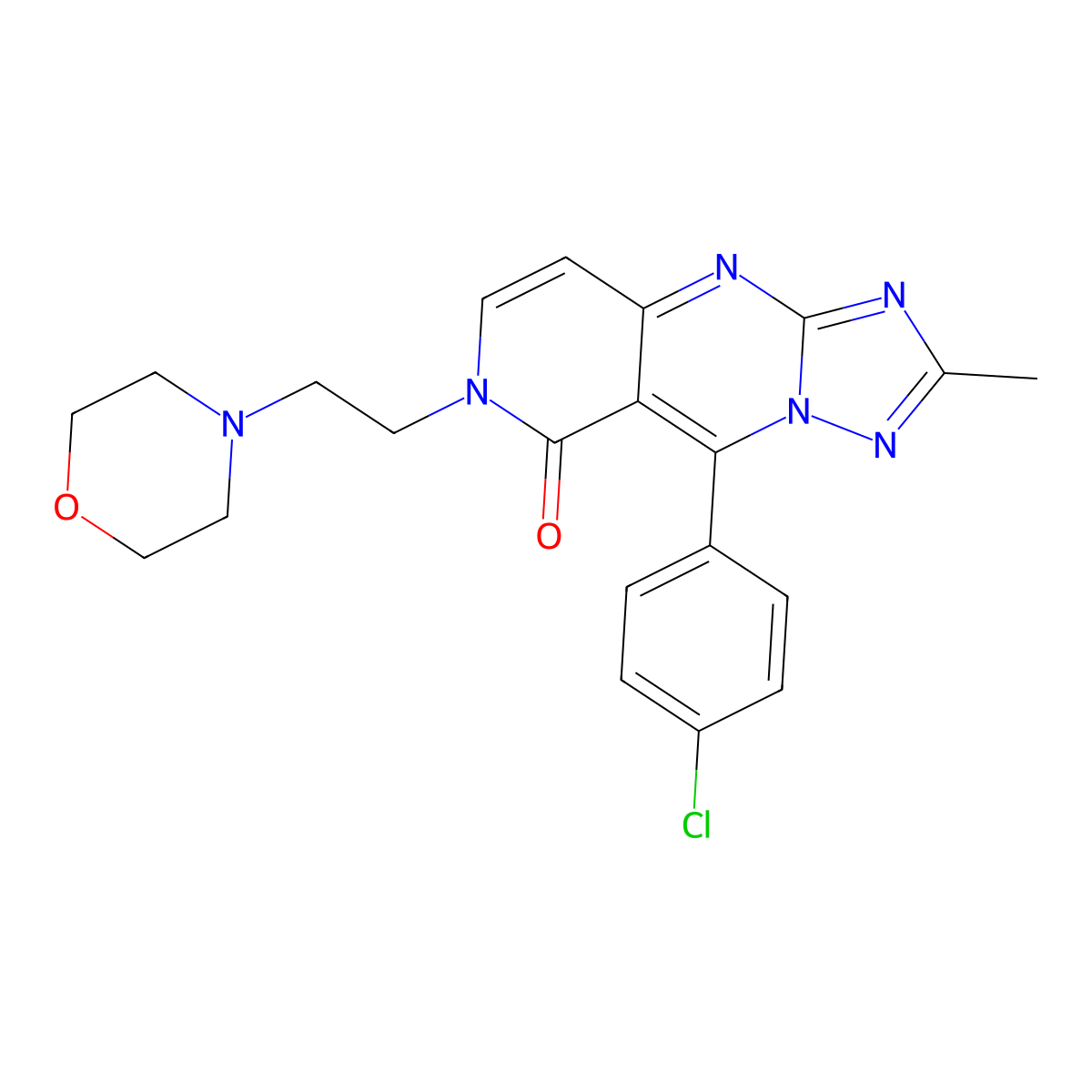 9-(4-chlorophenyl)-2-methyl-7-(2-morpholinoethyl)pyrido[4,3-d][1,2,4]triazolo[1,5-a]pyrimidin-8(7H)-one molecular structure, CAS 1158388-41-0