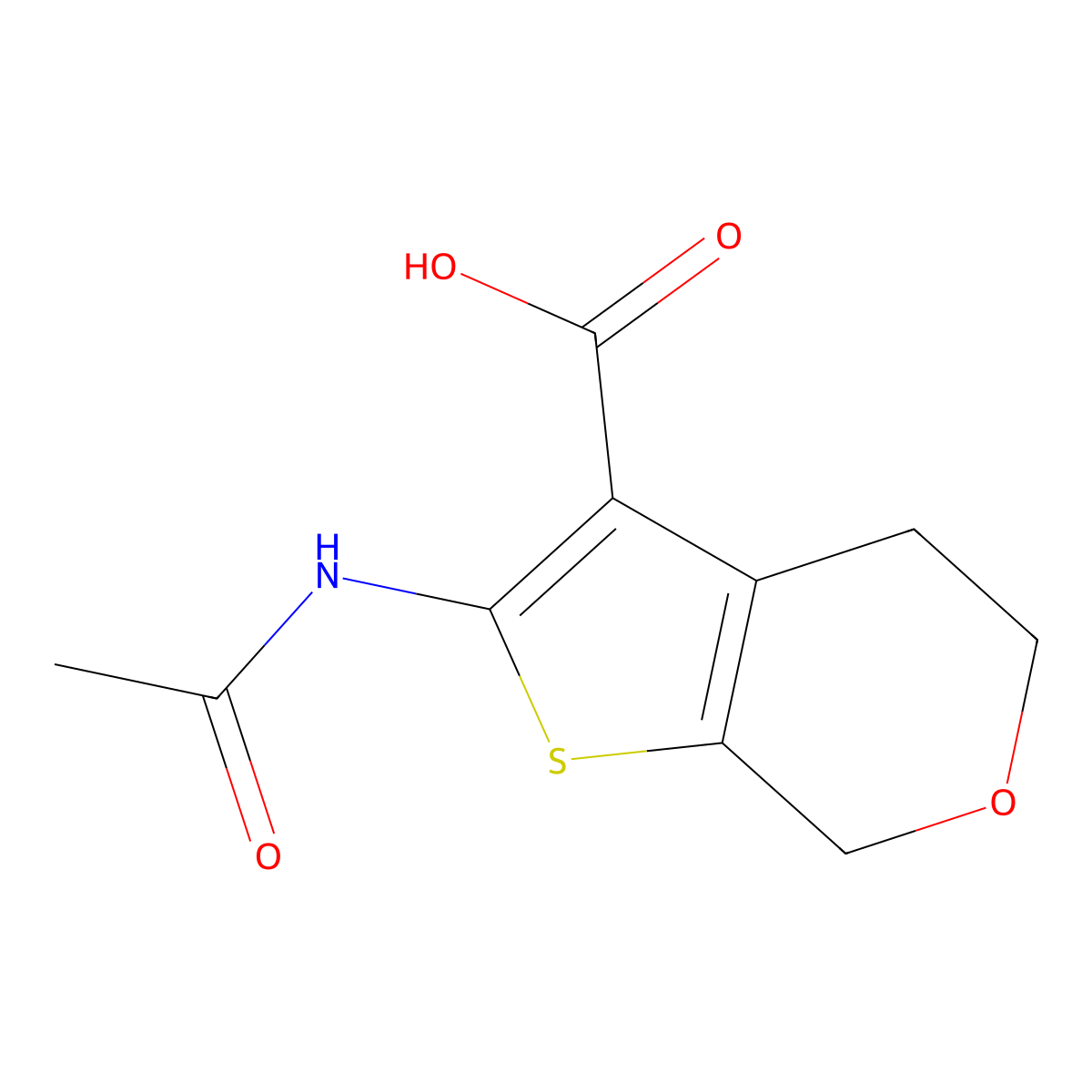 2-acetamido-4H,5H,7H-thieno[2,3-c]pyran-3-carboxylic acid molecular structure, CAS 1158390-24-9