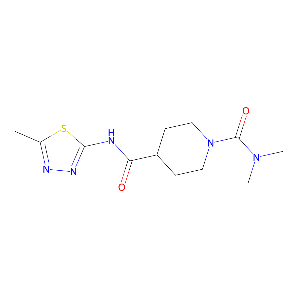 N~1~,N~1~-dimethyl-N~4~-(5-methyl-1,3,4-thiadiazol-2-yl)piperidine-1,4-dicarboxamide molecular structure, CAS 1158392-76-7
