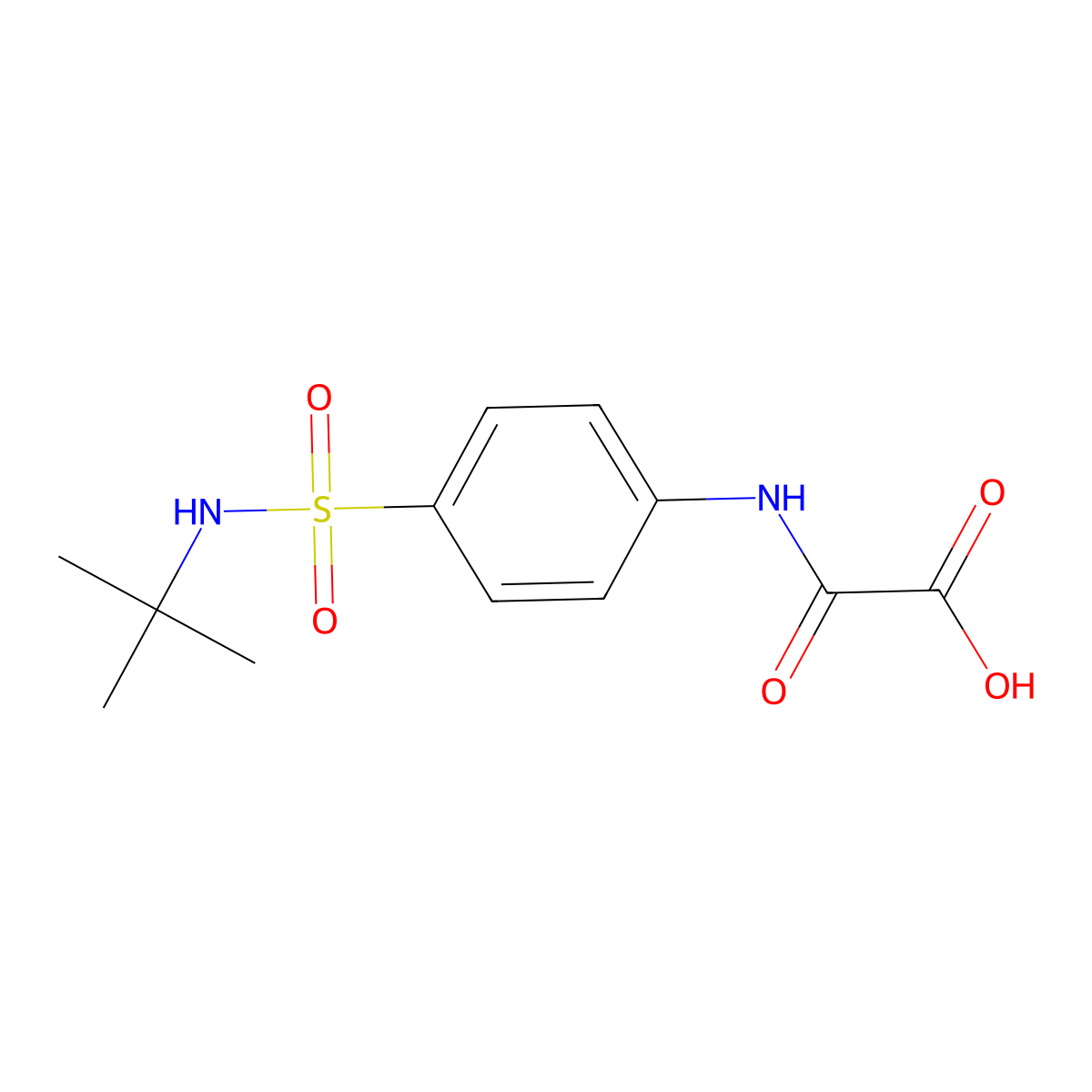 {[4-(Tert-butylsulfamoyl)phenyl]amino}(oxo)acetic acid molecular structure, CAS 1158393-71-5