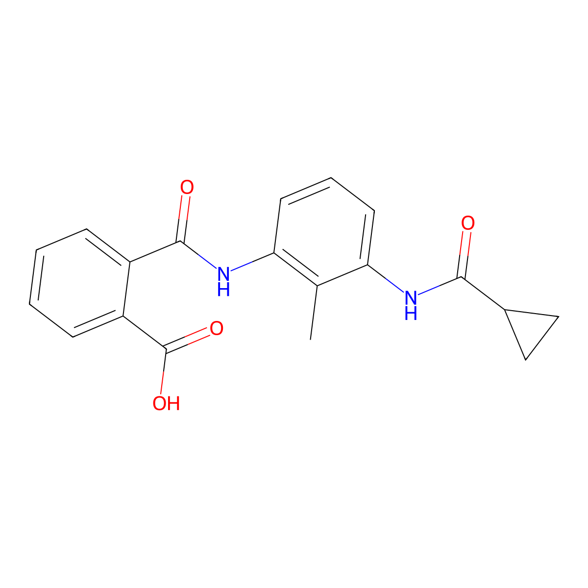 2-[({3-[(Cyclopropylcarbonyl)amino]-2-methylphenyl}amino)carbonyl]benzoic acid molecular structure, CAS 1158394-17-2