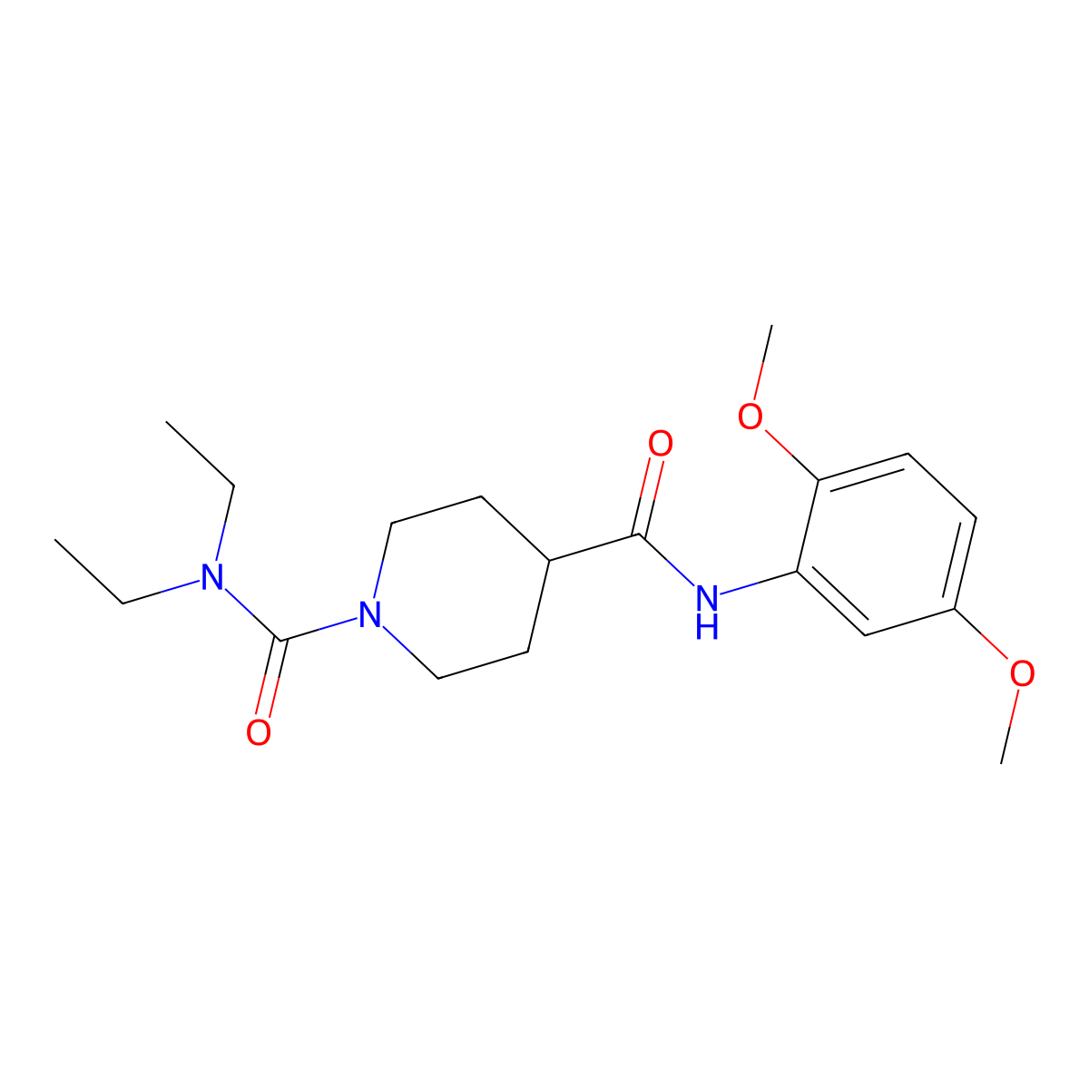 N~4~-(2,5-dimethoxyphenyl)-N~1~,N~1~-diethylpiperidine-1,4-dicarboxamide molecular structure, CAS 1158398-24-3
