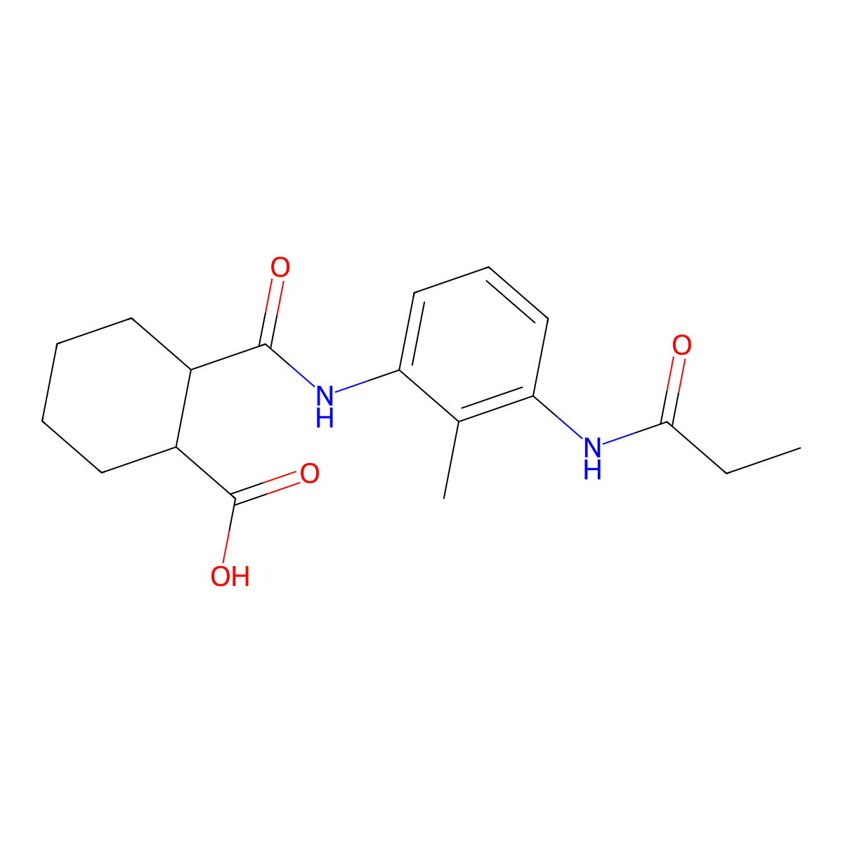 2-({[2-Methyl-3-(propionylamino)phenyl]amino}carbonyl)cyclohexanecarboxylic acid molecular structure, CAS 1158398-26-5