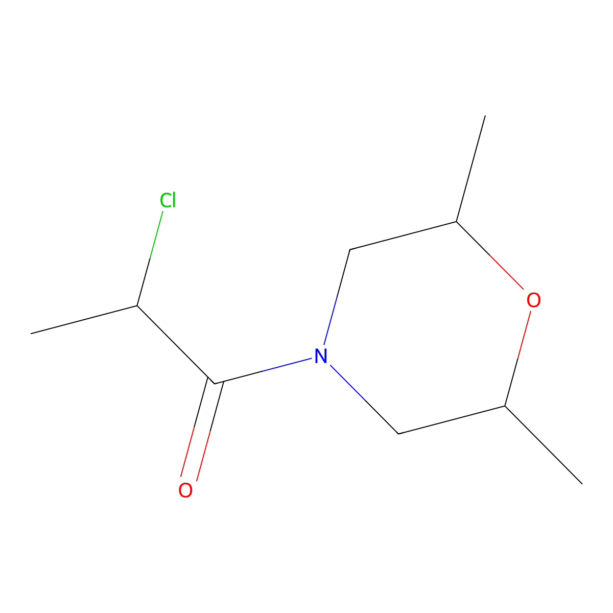 2-Chloro-1-(2,6-dimethylmorpholin-4-yl)propan-1-one molecular structure, CAS 115840-37-4