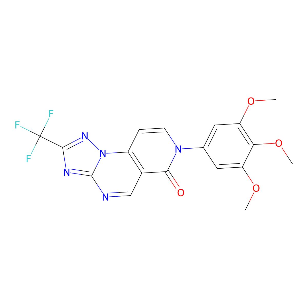 2-(trifluoromethyl)-7-(3,4,5-trimethoxyphenyl)pyrido[3,4-e][1,2,4]triazolo[1,5-a]pyrimidin-6(7H)-one molecular structure, CAS 1158403-54-3