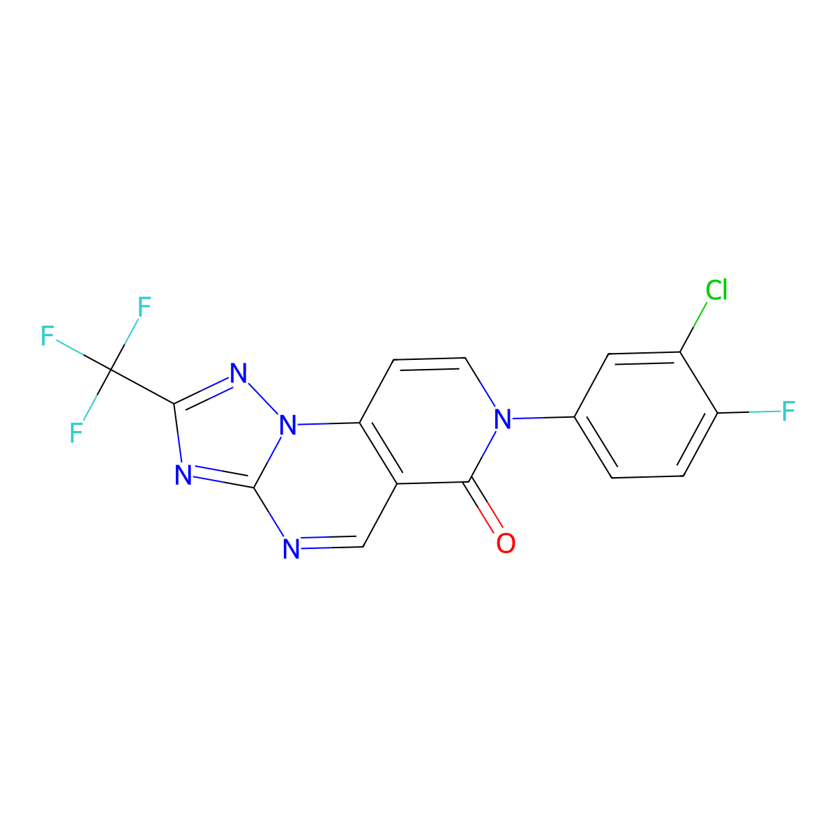 7-(3-chloro-4-fluorophenyl)-2-(trifluoromethyl)pyrido[3,4-e][1,2,4]triazolo[1,5-a]pyrimidin-6(7H)-one molecular structure, CAS 1158405-09-4