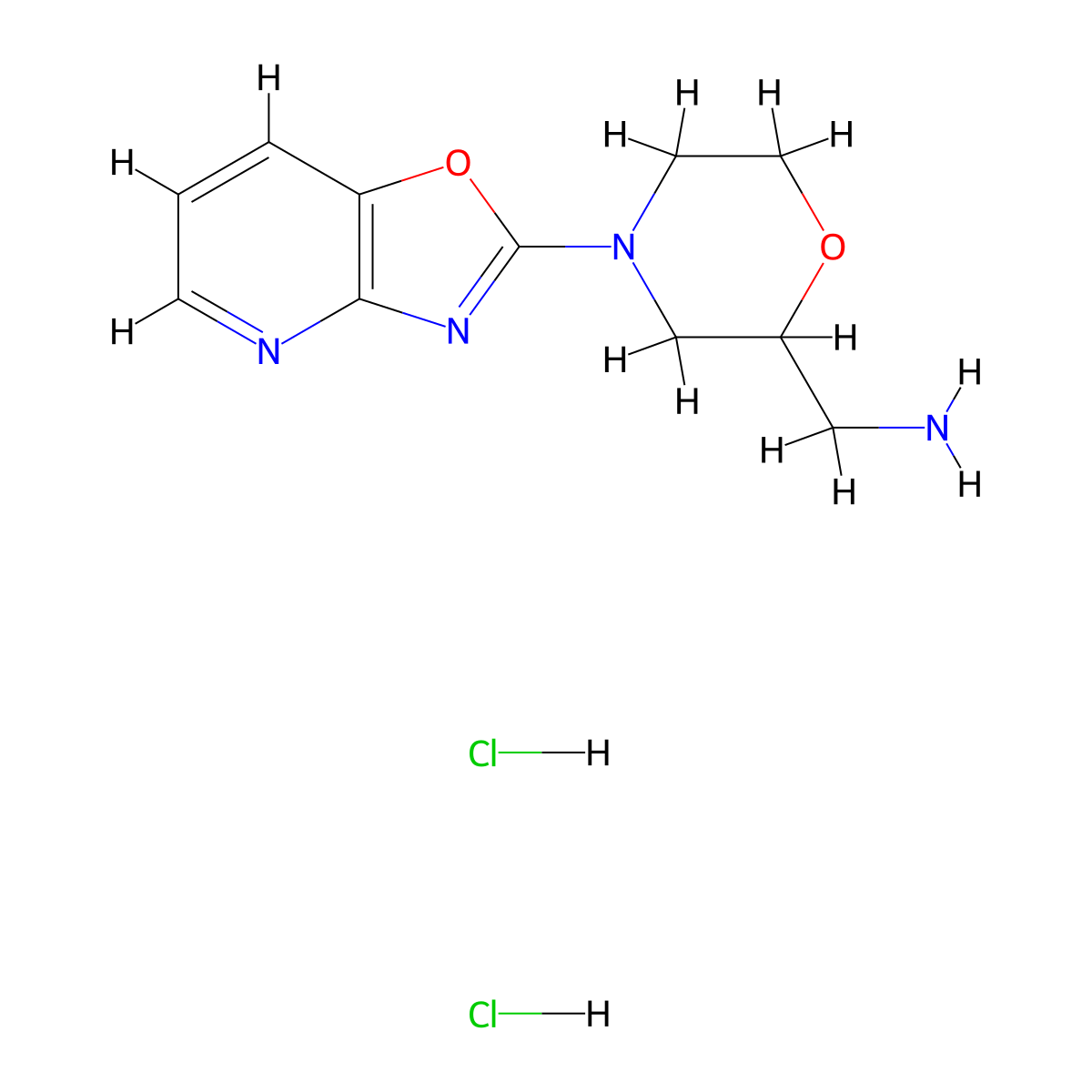 (4-(Oxazolo[4,5-b]pyridin-2-yl)morpholin-2-yl)methanamine dihydrochloride molecular structure, CAS 1158406-56-4