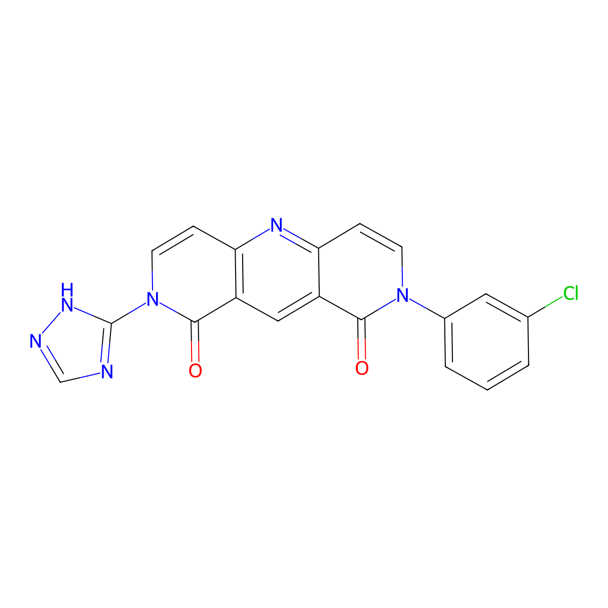 2-(3-chlorophenyl)-8-(1H-1,2,4-triazol-5-yl)pyrido[4,3-b][1,6]naphthyridine-1,9(2H,8H)-dione molecular structure, CAS 1158408-40-2