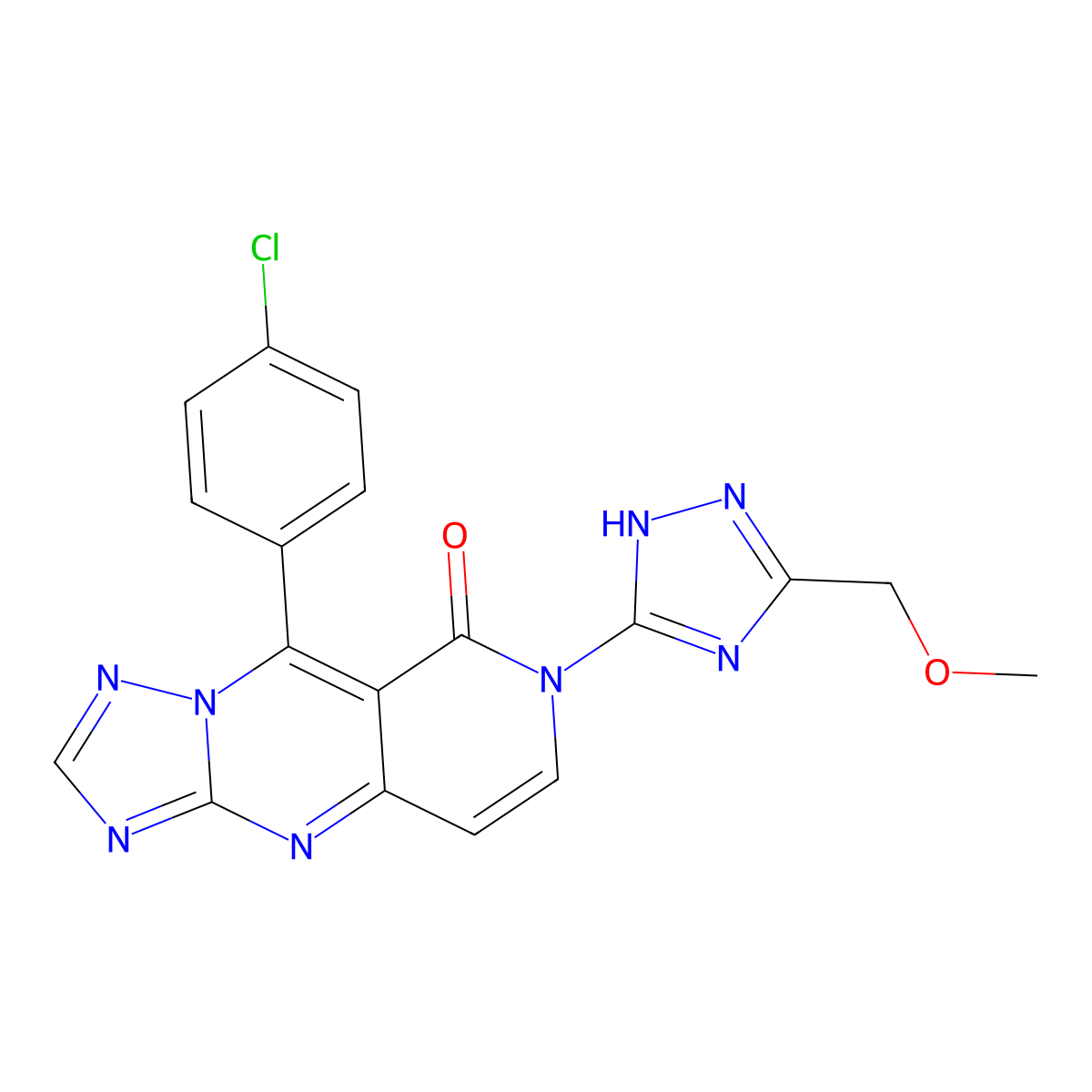 9-(4-chlorophenyl)-7-[3-(methoxymethyl)-1H-1,2,4-triazol-5-yl]pyrido[4,3-d][1,2,4]triazolo[1,5-a]pyrimidin-8(7H)-one molecular structure, CAS 1158409-43-8