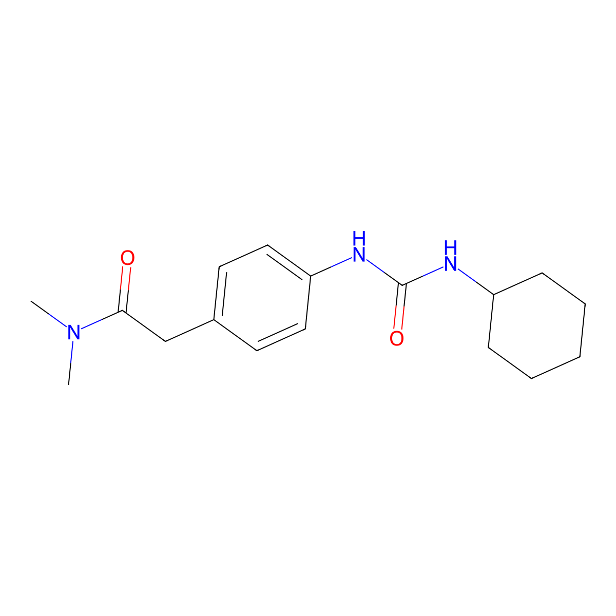 2-(4-{[(cyclohexylamino)carbonyl]amino}phenyl)-N,N-dimethylacetamide molecular structure, CAS 1158409-75-6