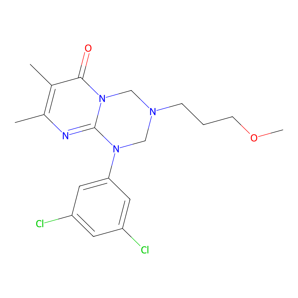 1-(3,5-dichlorophenyl)-3-(3-methoxypropyl)-7,8-dimethyl-1,2,3,4-tetrahydro-6H-pyrimido[1,2-a][1,3,5]triazin-6-one molecular structure, CAS 1158410-41-3