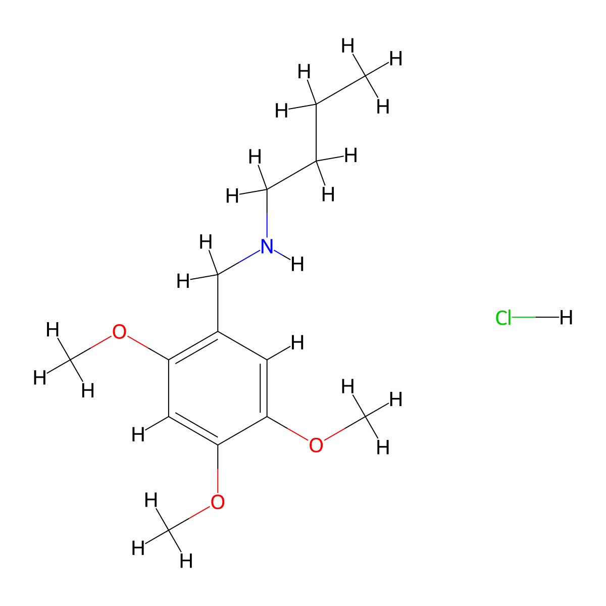 Butyl[(2,4,5-trimethoxyphenyl)methyl]amine hydrochloride molecular structure, CAS 1158411-36-9