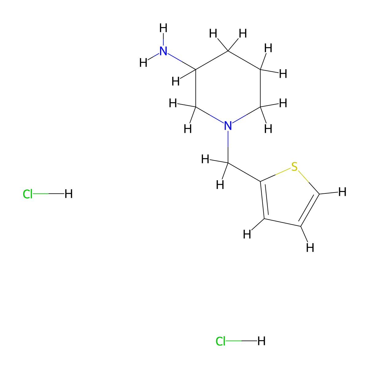 1-(2-Thienylmethyl)piperidin-3-amine dihydrochloride molecular structure, CAS 1158412-19-1