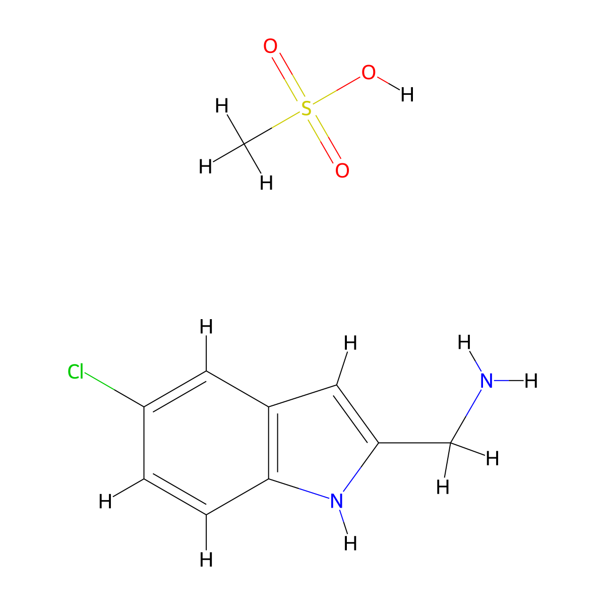[(5-Chloro-1H-indol-2-yl)methyl]amine methanesulfonate molecular structure, CAS 1158412-84-0