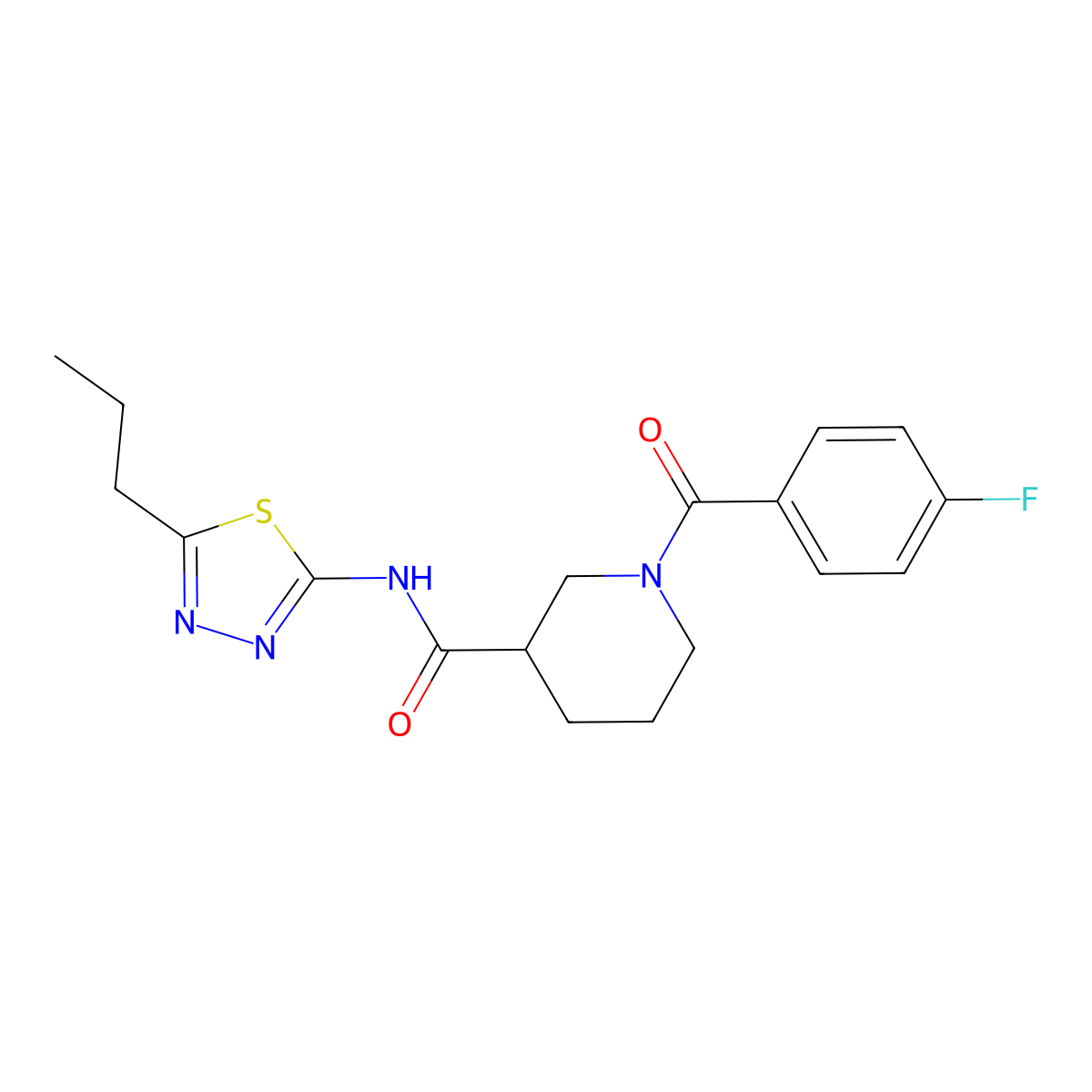 1-(4-fluorobenzoyl)-N-(5-propyl-1,3,4-thiadiazol-2-yl)piperidine-3-carboxamide molecular structure, CAS 1158412-95-3