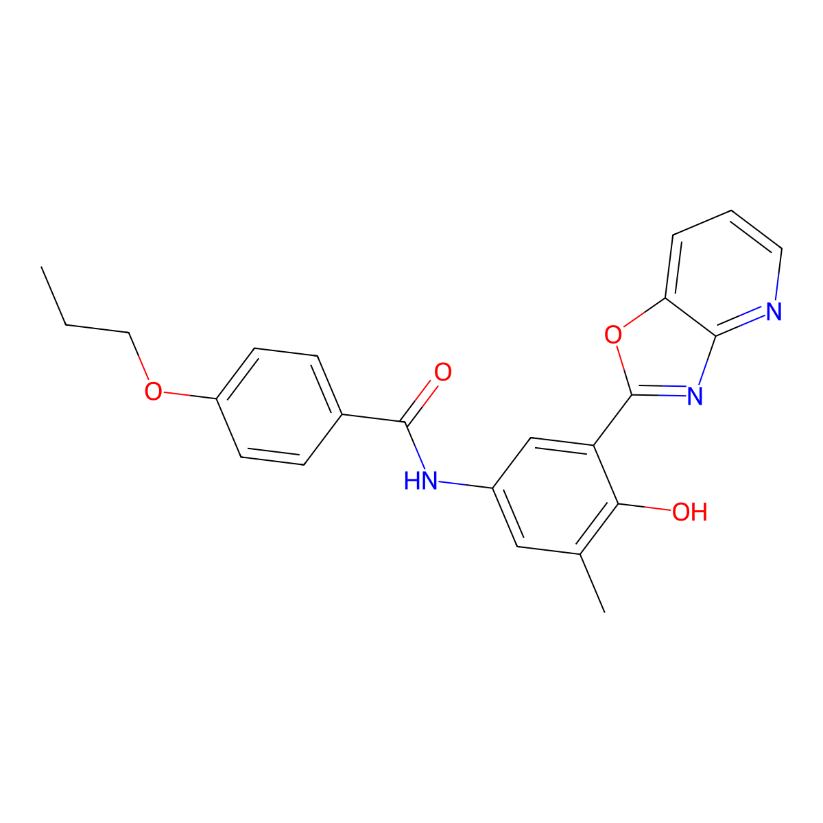 N-(4-hydroxy-3-methyl-5-[1,3]oxazolo[4,5-b]pyridin-2-ylphenyl)-4-propoxybenzamide molecular structure, CAS 1158413-75-2