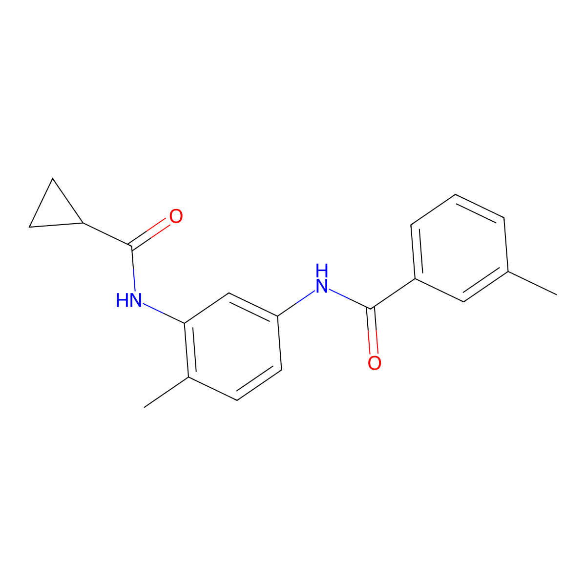 N-{3-[(cyclopropylcarbonyl)amino]-4-methylphenyl}-3-methylbenzamide molecular structure, CAS 1158416-86-4