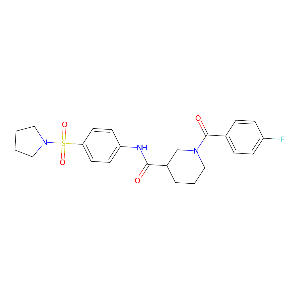 1-[(4-fluorophenyl)carbonyl]-N-[4-(pyrrolidin-1-ylsulfonyl)phenyl]piperidine-3-carboxamide molecular structure, CAS 1158416-90-0