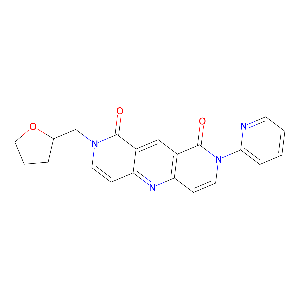 2-(2-pyridyl)-8-(tetrahydro-2-furanylmethyl)pyrido[4,3-b][1,6]naphthyridine-1,9(2H,8H)-dione molecular structure, CAS 1158417-13-0