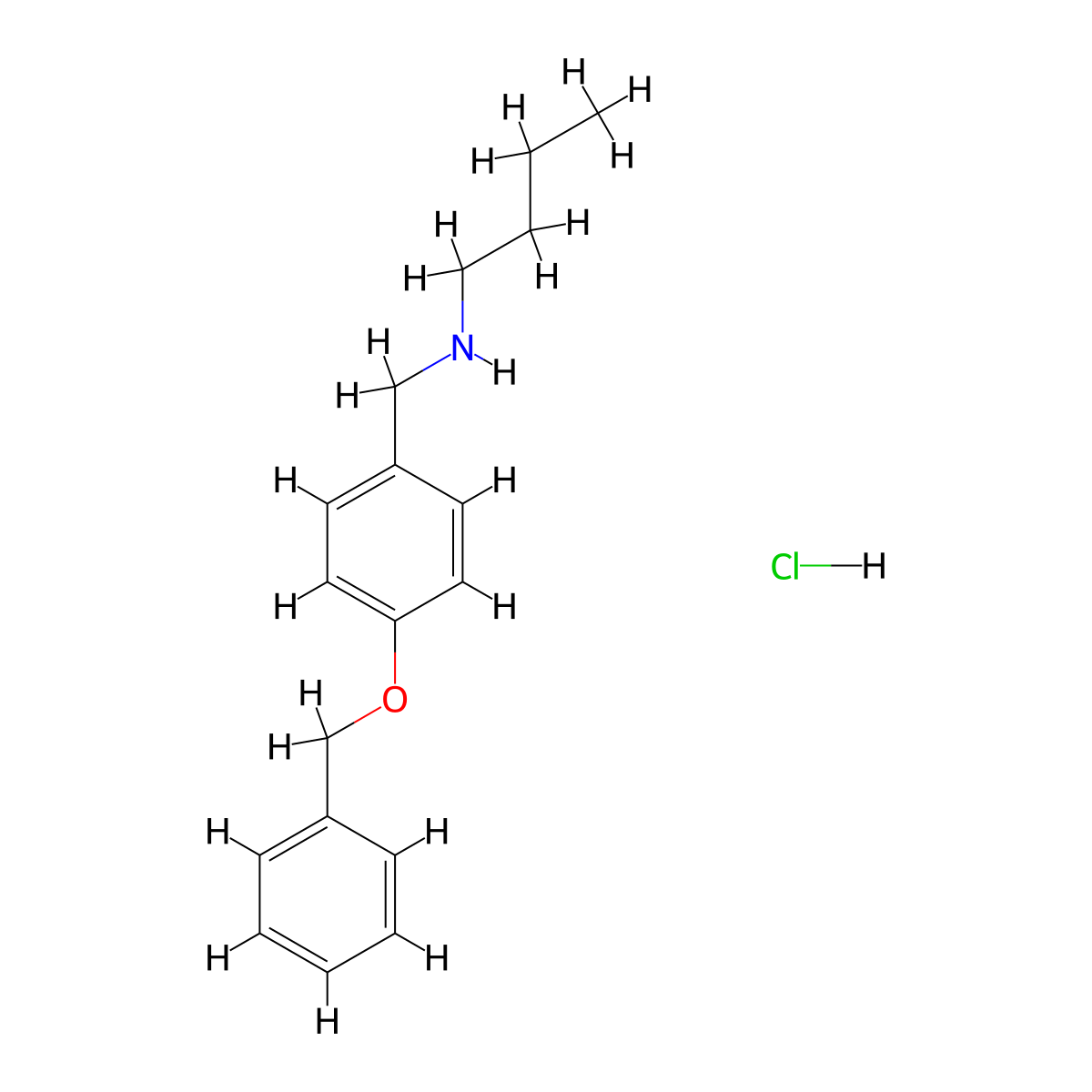 {[4-(Benzyloxy)phenyl]methyl}(butyl)amine hydrochloride molecular structure, CAS 1158417-32-3