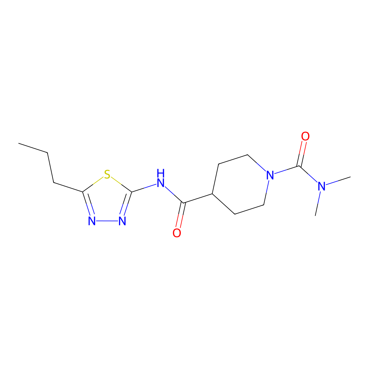 N~1~,N~1~-dimethyl-N~4~-(5-propyl-1,3,4-thiadiazol-2-yl)piperidine-1,4-dicarboxamide molecular structure, CAS 1158418-62-2