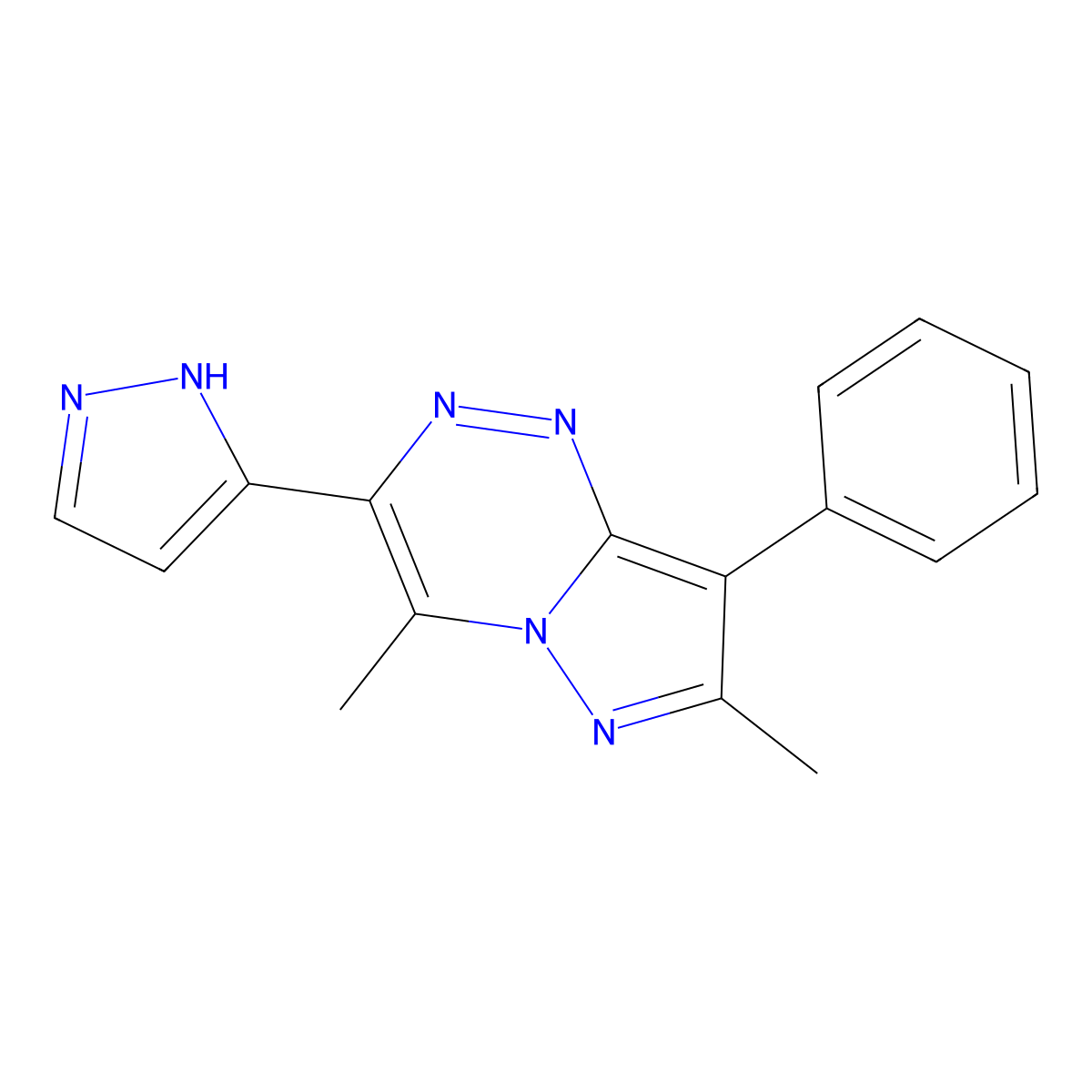 4,7-dimethyl-8-phenyl-3-(1H-pyrazol-3-yl)pyrazolo[5,1-c][1,2,4]triazine molecular structure, CAS 1158419-02-3