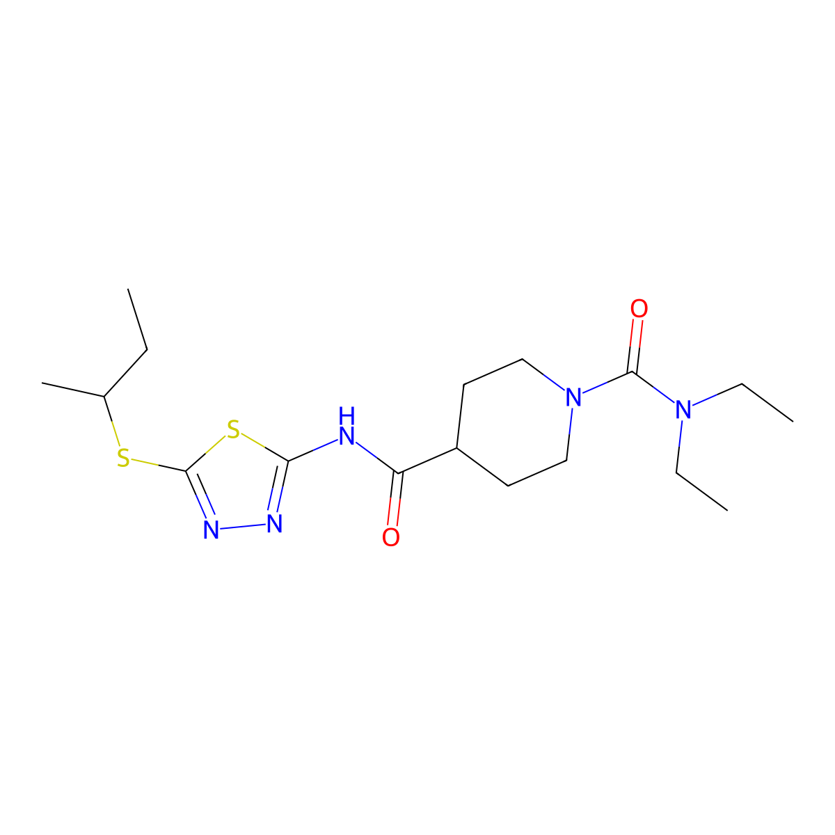 N~4~-[5-(butan-2-ylsulfanyl)-1,3,4-thiadiazol-2-yl]-N~1~,N~1~-diethylpiperidine-1,4-dicarboxamide molecular structure, CAS 1158419-16-9