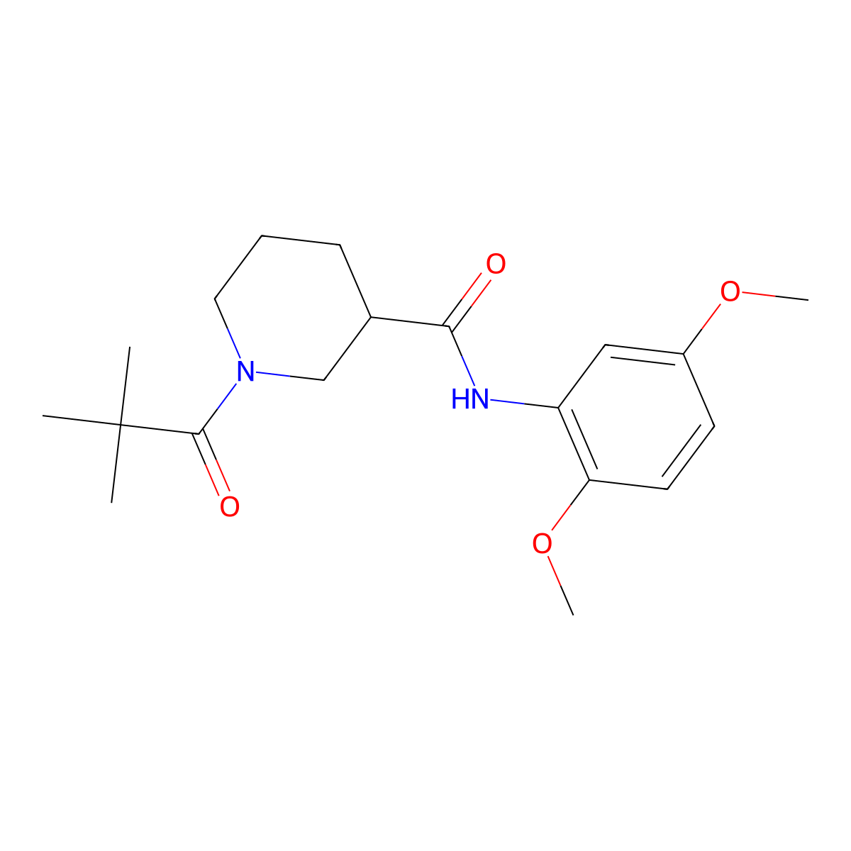 N-(2,5-dimethoxyphenyl)-1-(2,2-dimethylpropanoyl)piperidine-3-carboxamide molecular structure, CAS 1158419-69-2