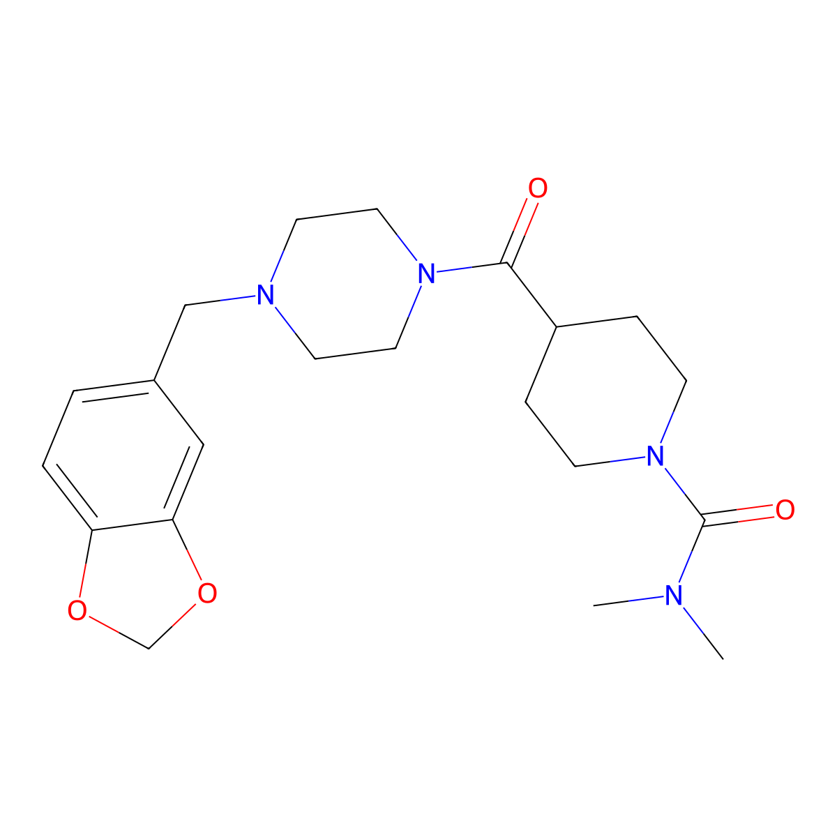 4-{[4-(1,3-benzodioxol-5-ylmethyl)piperazin-1-yl]carbonyl}-N,N-dimethylpiperidine-1-carboxamide molecular structure, CAS 1158422-26-4