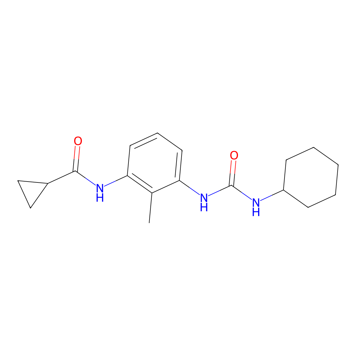 N-(3-{[(cyclohexylamino)carbonyl]amino}-2-methylphenyl)cyclopropanecarboxamide molecular structure, CAS 1158422-46-8